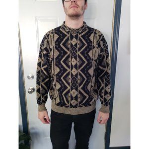 90s Unionbay Black and Tan‎ Sweater